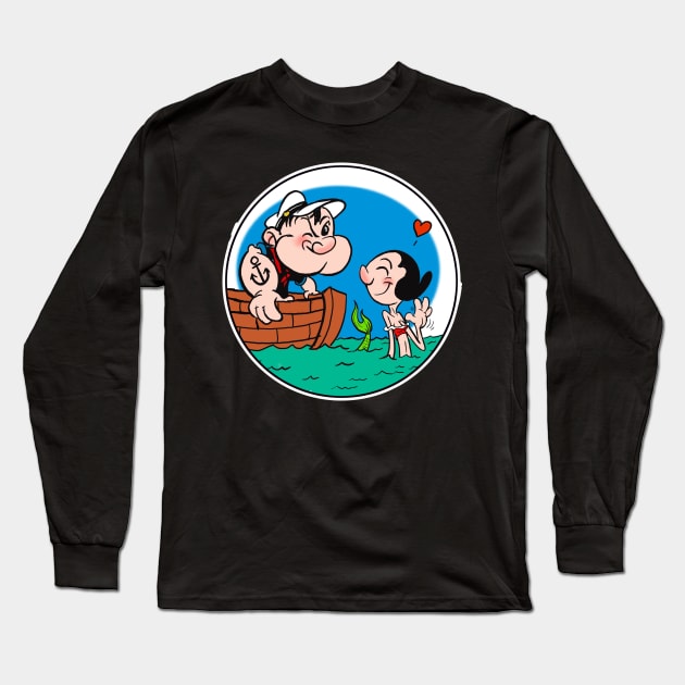 Popeye and Olive Mermaid Long Sleeve T-Shirt by Biomek